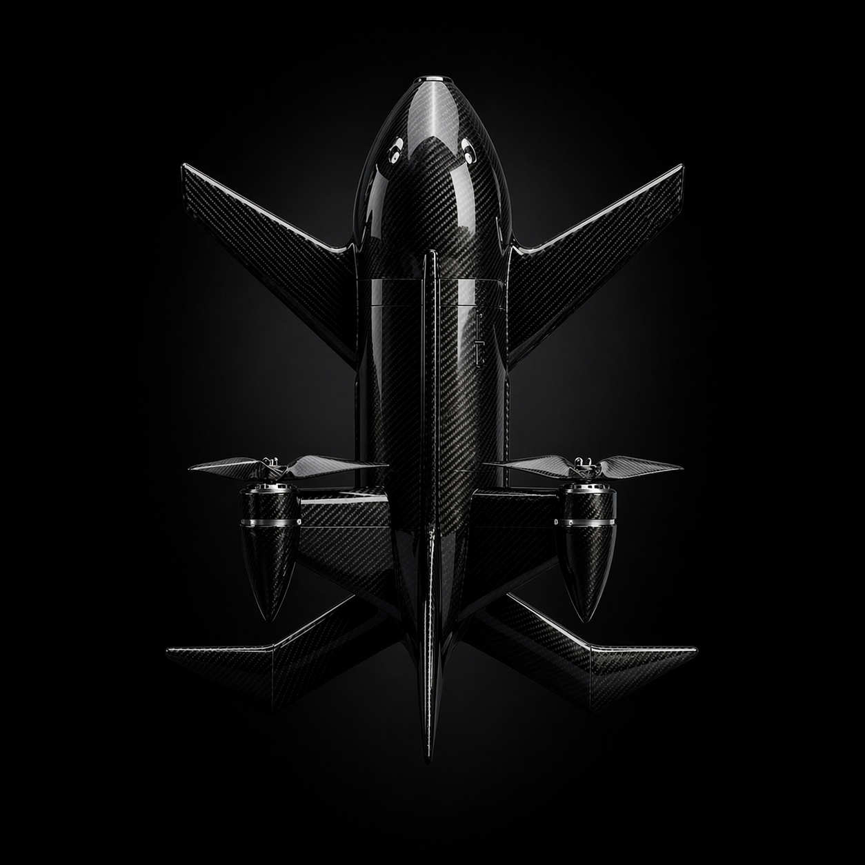 Wave L carbon-fibre autonomous drone, top-down render